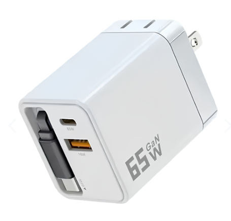 Cargador 65W Cable Tipo C Retractil GaN