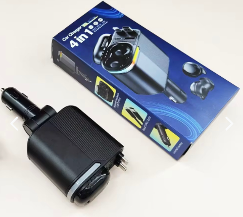 Cargador automóvil 4 en 1 con audífonos