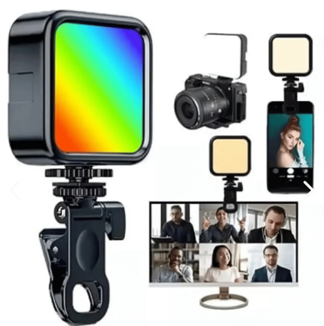 Luz LED RGB Portatil Clip Camara Telefon