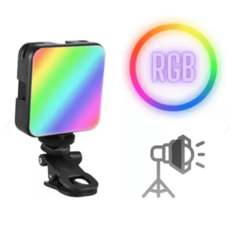 Luz LED RGB Portatil Clip Camara Telefon