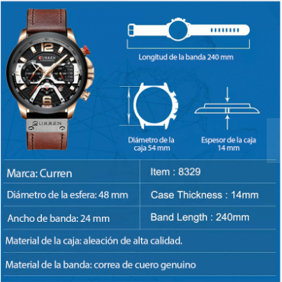 Reloj Curren 8329+ Tarjet de Garantía NU