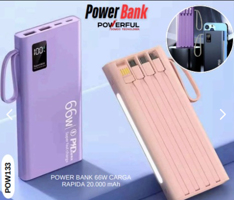 POWER BANK 66W CARGA RAPIDA 20.000 mAh