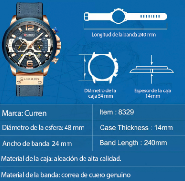 Reloj Curren Hombre  8329 Cuero