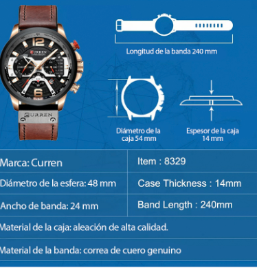Reloj Curren Hombre  8329 Cuero