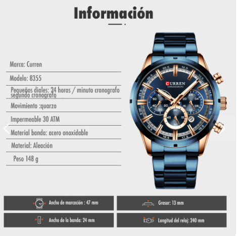 Reloj Curren 8355 Cronógrafos acero
