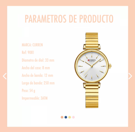 Reloj Curren 9081 Acero Mujer Elegante