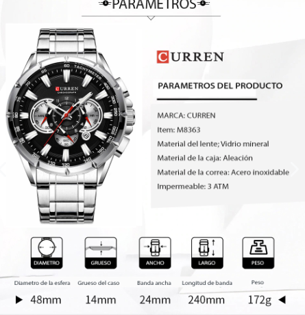 Reloj Curren 8363 Hombre Acero