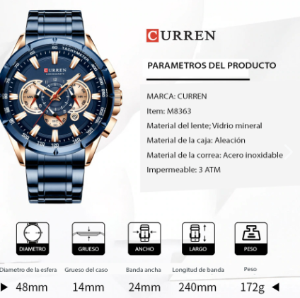 Reloj Curren 8363 Hombre Acero
