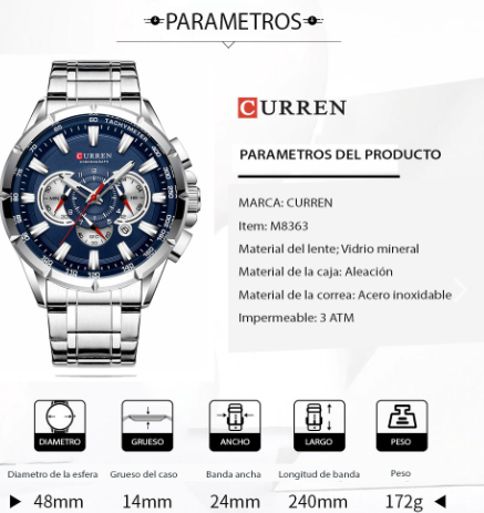 Reloj Curren 8363 Hombre Acero