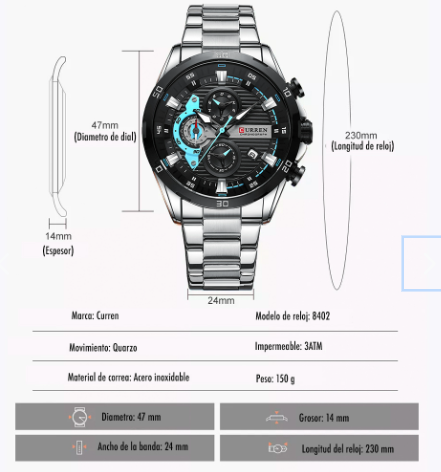 Reloj Curren 8402 Acero Hombre