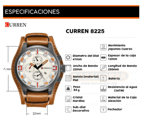 Reloj Curren 8225 Hombre Cuero