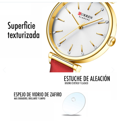 Reloj Curren 9081 CUERO Mujer Dama Negoc