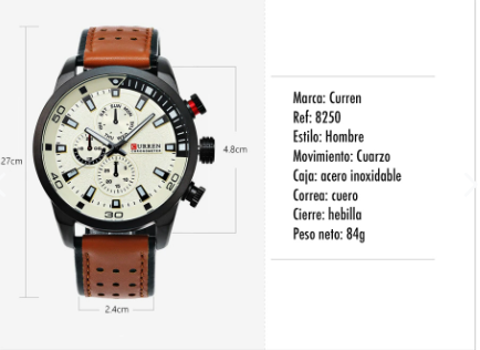 Reloj Curren 8250 Cuarzo Correa cr NU